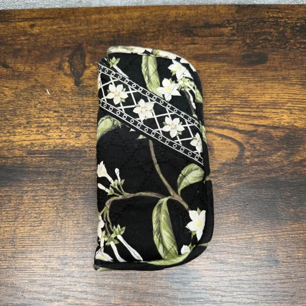 Vera Bradley Quilted Eyeglass Case Night and Day Black White Floral Padded Pouch